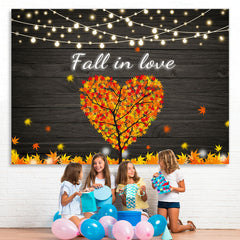 Lofaris Fall in Love Yellow Leaves Heart Tree Photo Backdrop