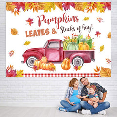 Lofaris Fall Pumpkin Leaves Photoshoot Backdrop for Party