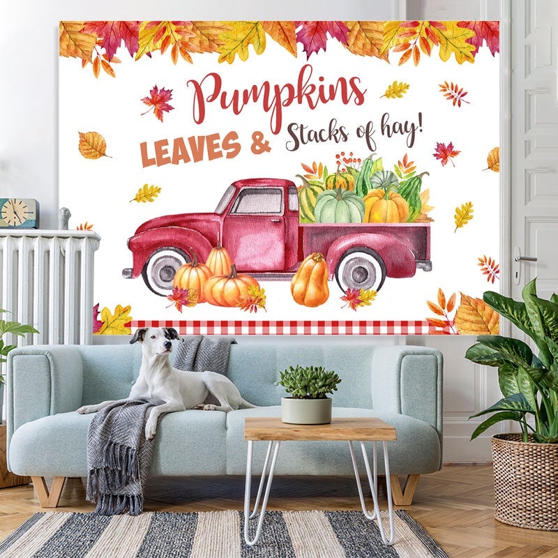 Lofaris Fall Pumpkin Leaves Photoshoot Backdrop for Party
