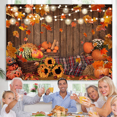 Lofaris Fallen Leaves and Sunflowers Glitter Halloween Backdrop