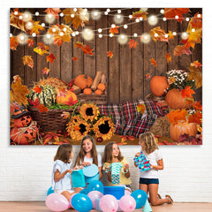 Lofaris Fallen Leaves and Sunflowers Glitter Halloween Backdrop
