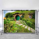 Lofaris Fantasy Rural Green Cabin Spring Birthday Backdrop