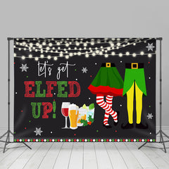 Lofaris Fiesta Lets Get Elfed Up Merry Christmas Backdrop