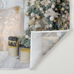 Lofaris Fireplace Christmas Tree Light White Party Backdrop