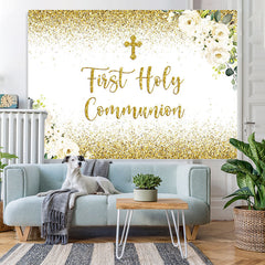 Lofaris First Holy Communion Golden Bokeh Backdrop for Kids