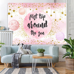 Lofaris First Trip Around The Sun Pink Gold Birthday Backdrop