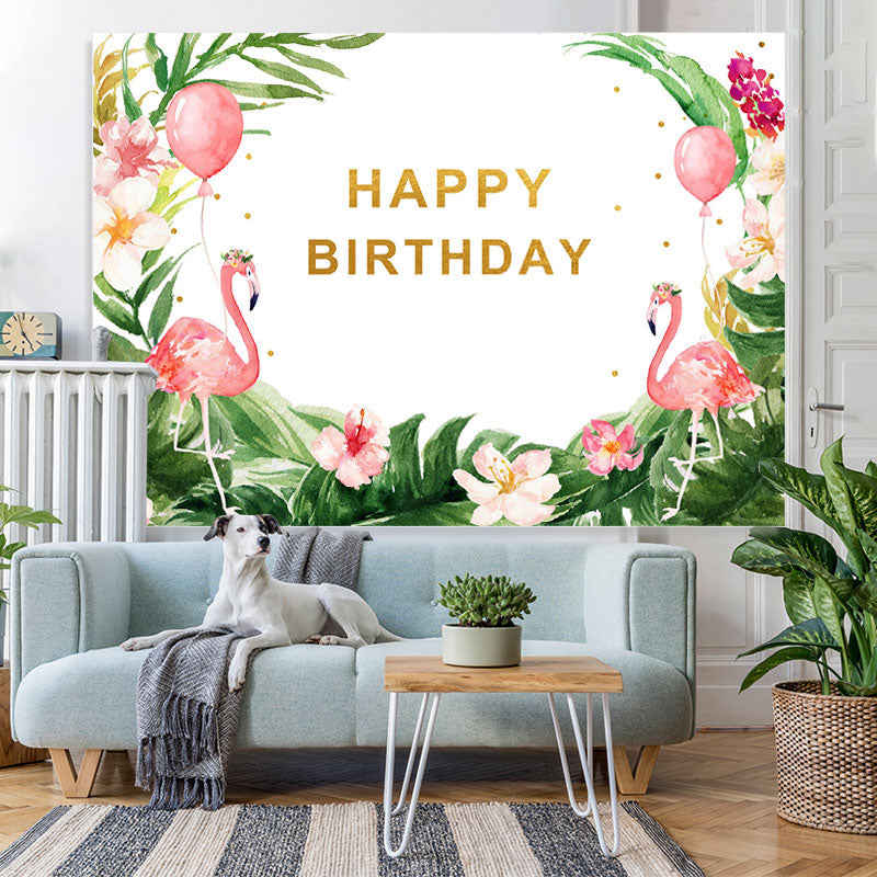 Lofaris Flamingo Birthday Hawaiian Photo Photoshoot backdrops