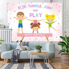 Lofaris Flip Tumble Jump And Play Spots Kids Birthday Backdrop