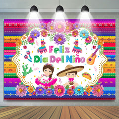 Lofaris Floral And Colorful Feliz Dia Del Nino Backdrop