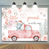Lofaris Floral And Elephant On The Truck Baby Shower Backdrop