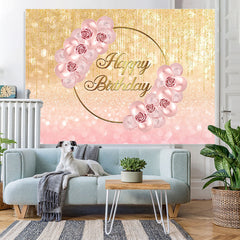 Lofaris Floral And Glitter Balloon Happy Birthday Backdrop