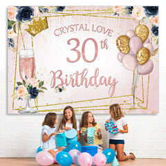 Lofaris Floral And Glitter Crystal Love 30Th Birthday Backdrop