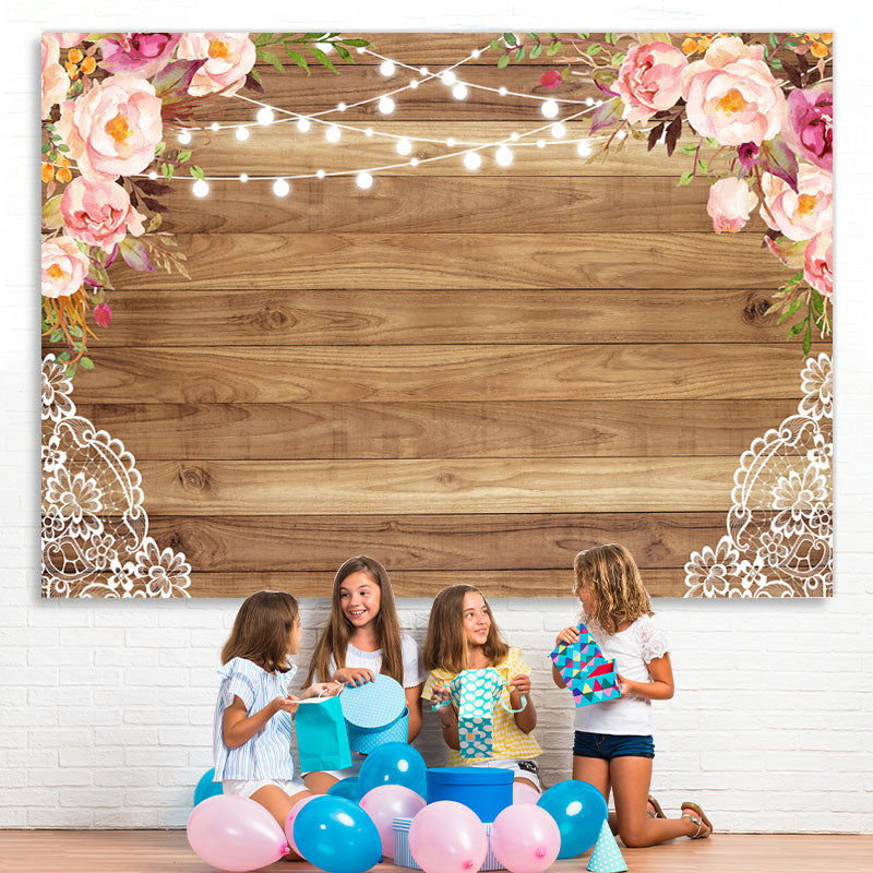Lofaris Floral And Glitter Wooden Backdrop For Wedding Party