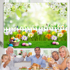 Lofaris Floral And Green Bokeh Garden Happy Easter Day Backdrop