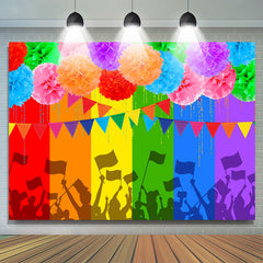 Lofaris Floral And Rainbow Stripe Base Backdrop For Party