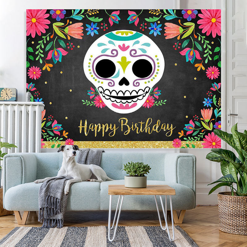 Lofaris Floral Black Photoshoot Backdrop for Birthday Party