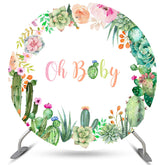 Lofaris Floral Cactus Oh Baby Round Backdrop For Shower