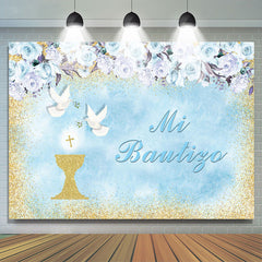 Lofaris Floral Doves Mi Bautizo Baptism Backdrop For Twins