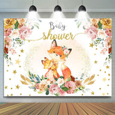 Lofaris Floral Fox Hug At Night Sweet Baby Shower Backdrop
