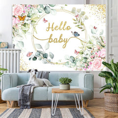 Lofaris Floral Glitter Butterfly Theme Baby Shower Backdrop