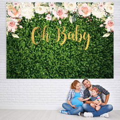 Lofaris Floral Green Plants Oh Baby Backdrop For Shower