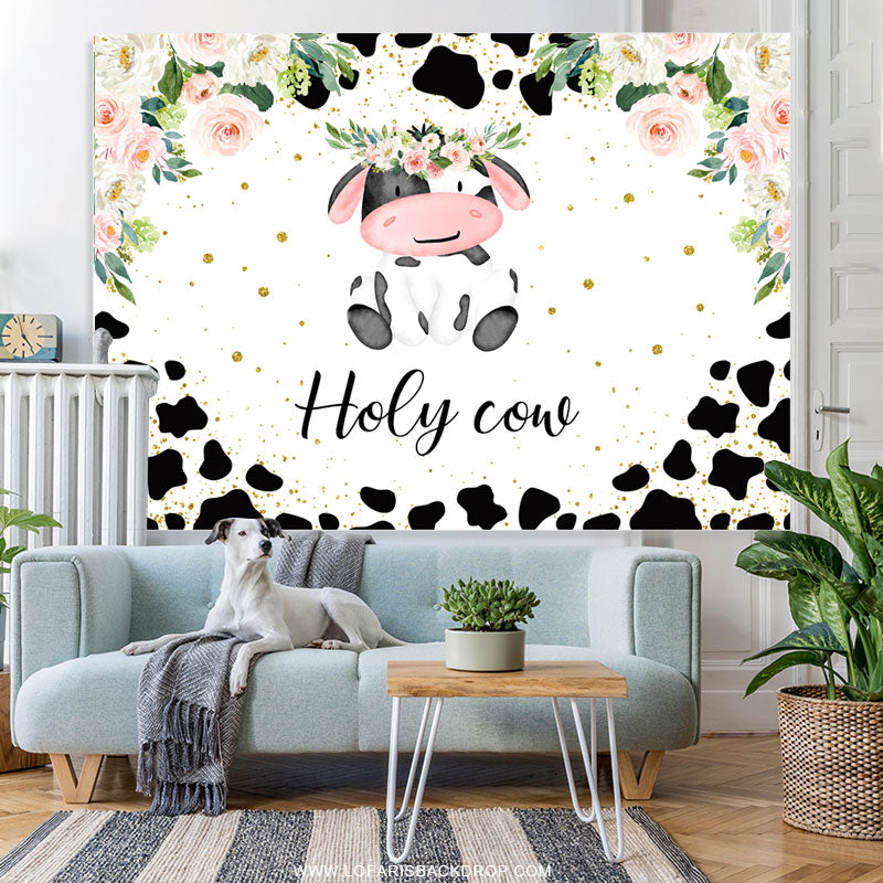 Lofaris Floral Holy Cow Sweet Animal Backdrop For Event