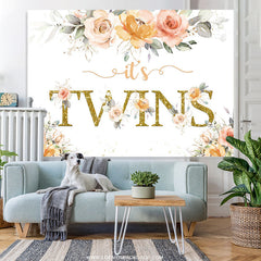 Lofaris Floral Its Twins Simple Lovely Baby Shower Backdrop