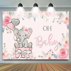 Lofaris Floral Pink Oh Baby Photoshoot Backdrop for Shower