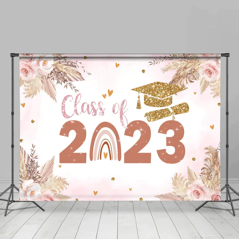 Lofaris Floral Sweet Pink Class Of 2023 Rainbow Backdrop