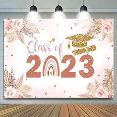 Lofaris Floral Sweet Pink Class Of 2023 Rainbow Backdrop