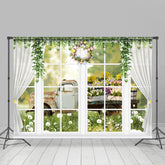 Lofaris Floral Truck Outside Window Easter Day Backdrop
