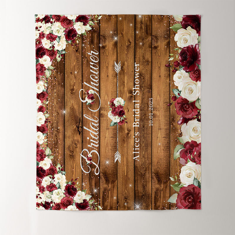 Lofaris Floral With Brown Wood Backdrops For Bridal Shower