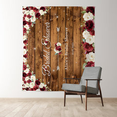 Lofaris Floral With Brown Wood Backdrops For Bridal Shower