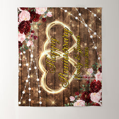 Lofaris Floral With Love Light Bokeh Anniversary Wood Backdrop