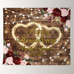 Lofaris Floral With Love Light Bokeh Anniversary Wood Backdrop