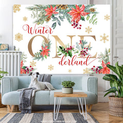 Lofaris Floral With Snowflake Winter Onederland Backdrop