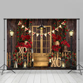 Lofaris Floral Wooden Heart Happy Valetines Day Backdrop
