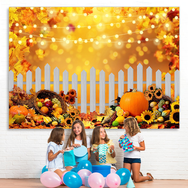 Lofaris Floral Yellow Maple Pumpink Sunflower Autumn Backdrop