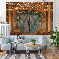 Lofaris Florals Wooden Door and Lights Backdorp for Autumn