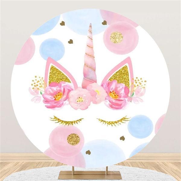 Lofaris Flower And Unicron Round Baby Shower Backdrop For Girl