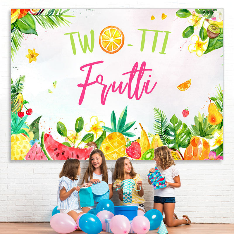 Lofaris Flower Fruits Green Leaves Happy Birthday Backdrop