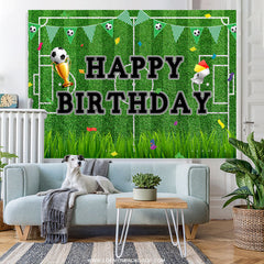 Lofaris Football Field Grass Sport Theme Birthday Backdrop