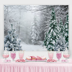 Lofaris Forest Green Tree And White Snowflake Winter Backdrop