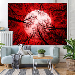 Lofaris Forest Red Night Moon Backdrop for Halloween Party