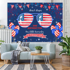 Lofaris Fourth of July Stars and Stripes 1st Birthday Backdrop