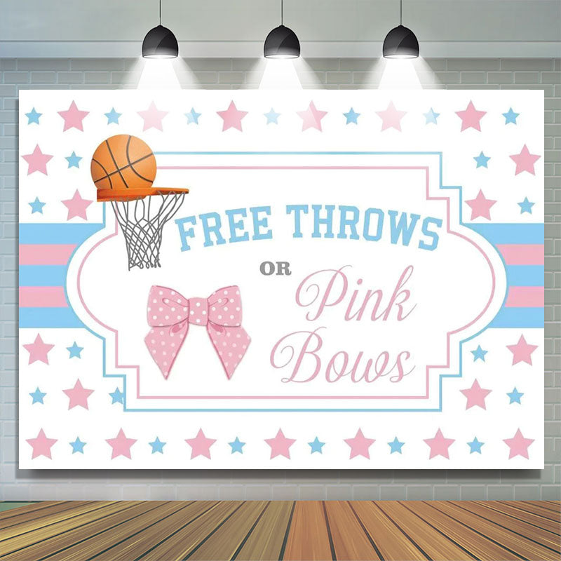 Lofaris Free Throws Or Pink Bows Stars Baby Shower Backdrop