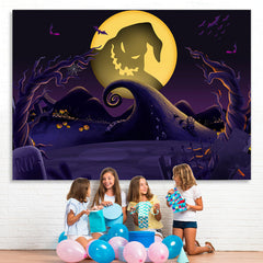 Lofaris Full Moon Scary Graveyard Tree Ghost Pimpkin Halloween Backdrop