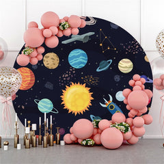 Gold Glitter Angle Round White Baby Shower Backdorp