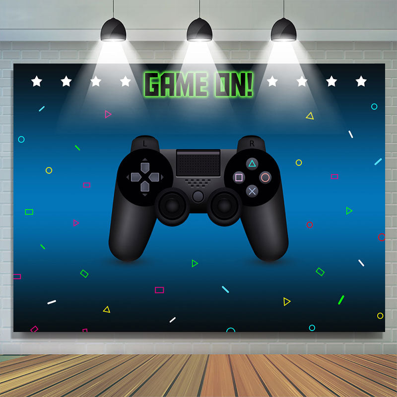Lofaris Game On Gamepad Blue Bokeh Birthday Party Backdrop for Boy