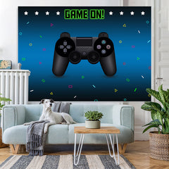 Lofaris Game On Gamepad Blue Bokeh Birthday Party Backdrop for Boy